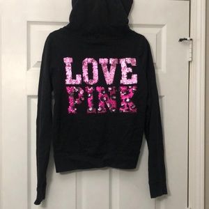 Victoria Secret PINK sequin leopard zip up Size L